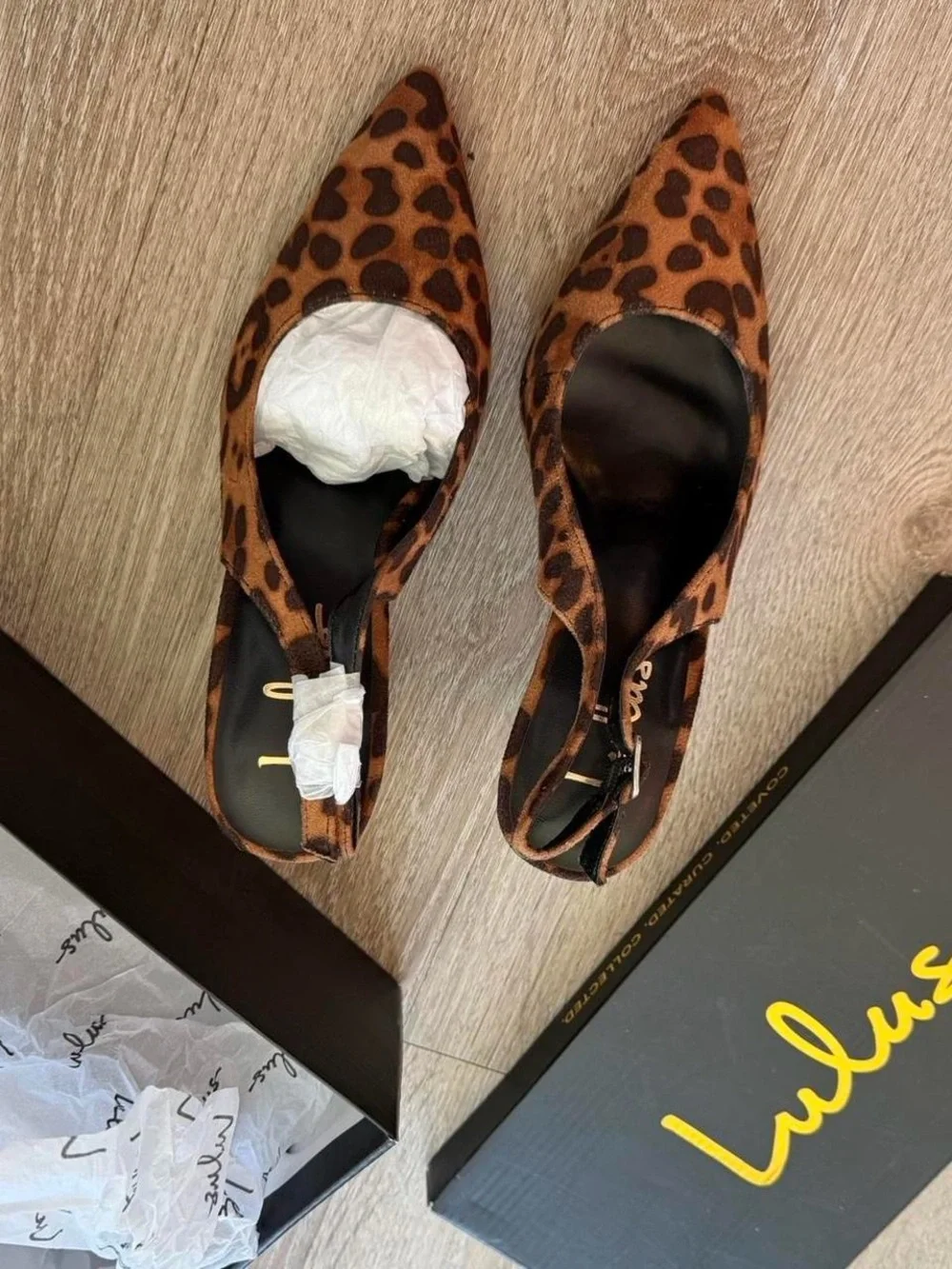 Lulu's Leopard Print Slingback Kitten Heels - Brown Black
